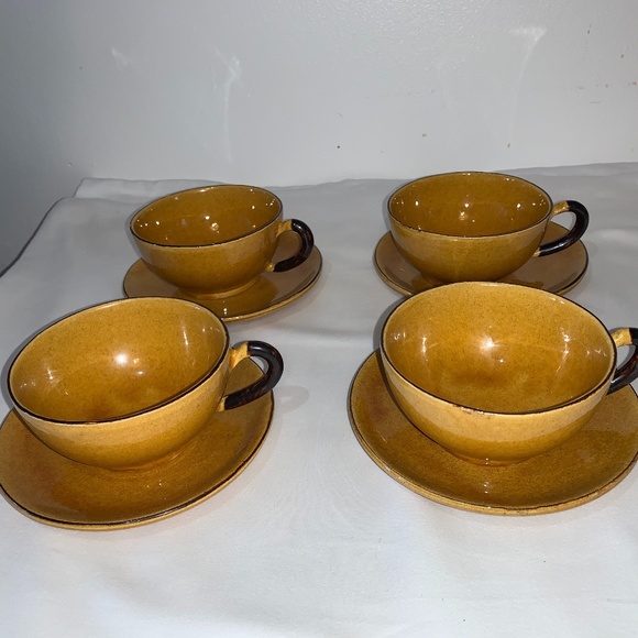 Terre e Provence Mustard Yellow Coffee Mugs, 4 Set - Picture 1 of 5